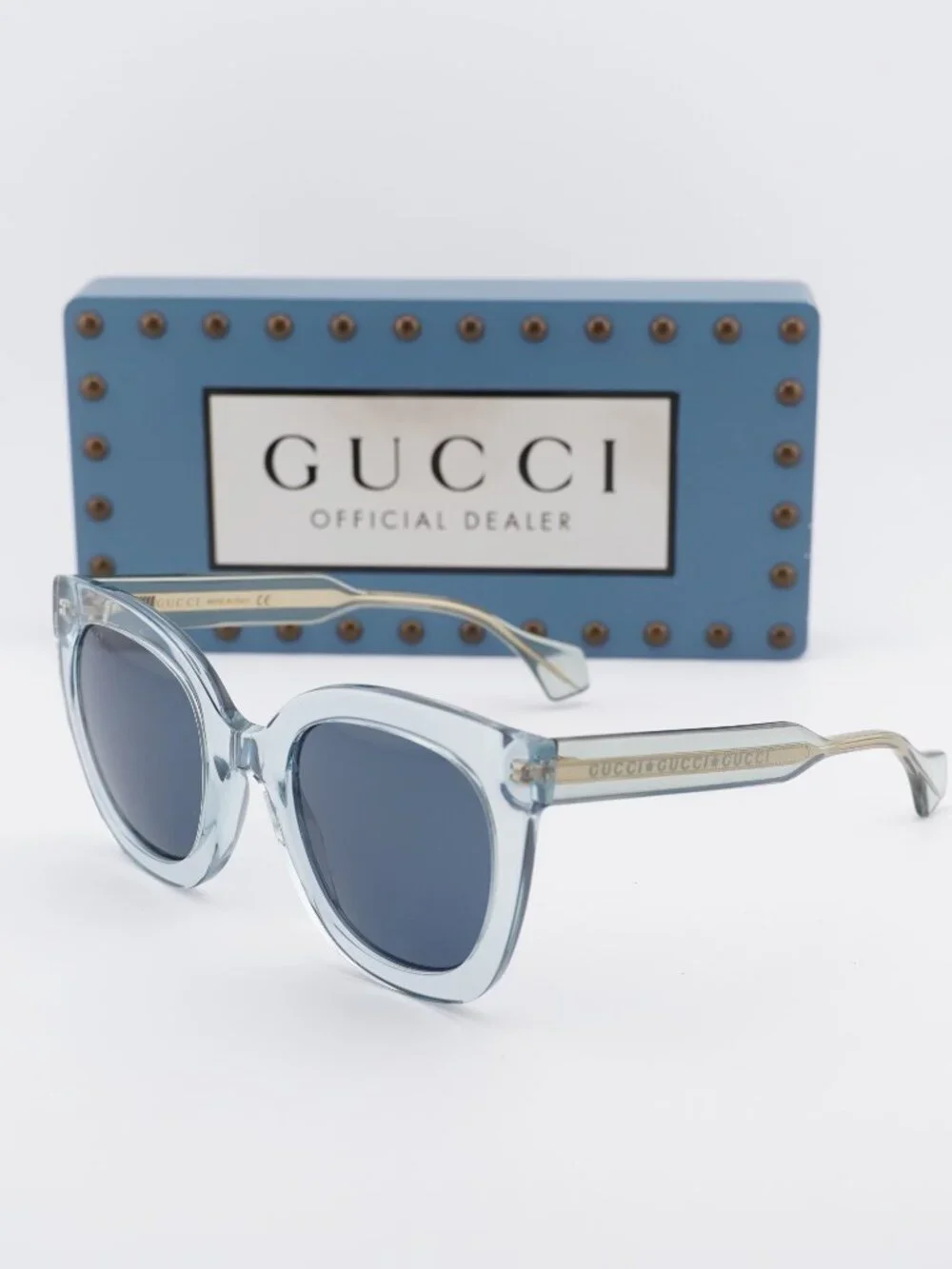 Gucci GG0564S 003 Women Cat Eye Sunglasses - Light Blue / Blue